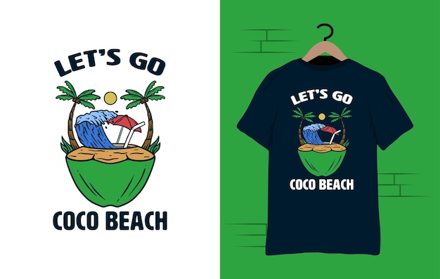 Kokosnoot Strand Illustratie Vector T-shirt