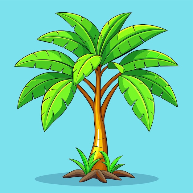 kokosnootboom met rijpe bladeren 3d vector illustratie