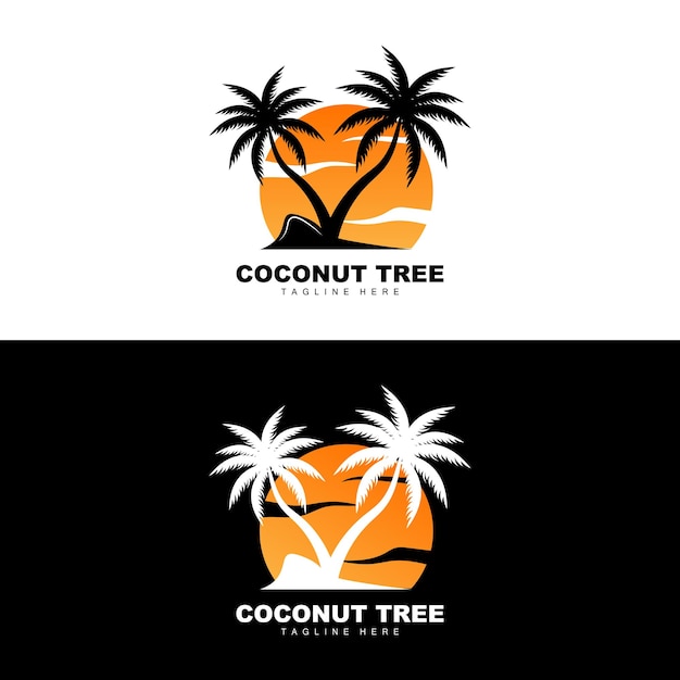 Kokospalm Logo Oceaan Boom Vector Ontwerp Voor Sjablonen Product Branding Strand Toerisme Object Logo