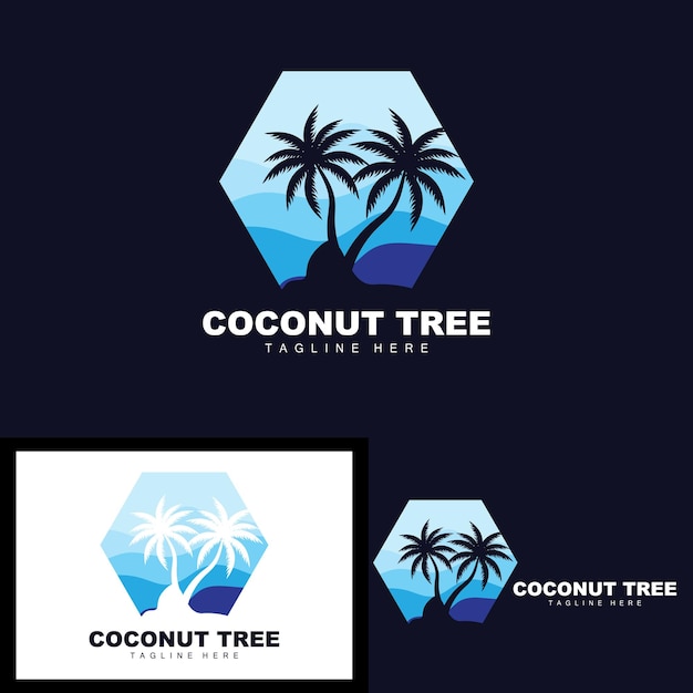 Kokospalm Logo Oceaan Boom Vector Ontwerp Voor Sjablonen Product Branding Strand Toerisme Object Logo