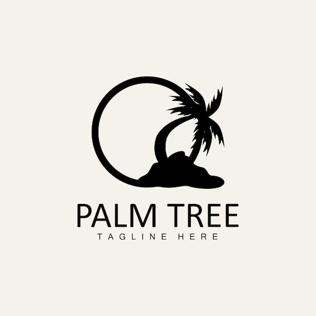 Kokospalm Logo Palm Tree Sunset Beach Vector Elegante Minimalistische Eenvoudig Ontwerp Symbool Sjabloon Pictogram