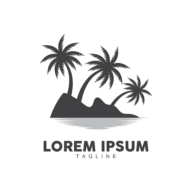 Kokospalm Logo Palm Tree Sunset Beach Vector Elegante Minimalistische Eenvoudig Ontwerp Symbool Sjabloon Pictogram