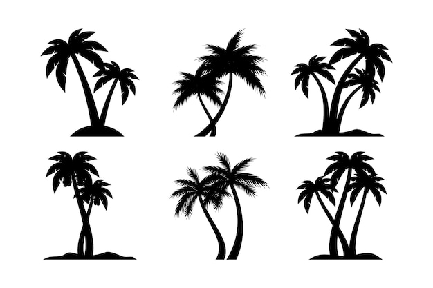 Kokospalm silhouet pictogram palmboom silhouet vector collectie