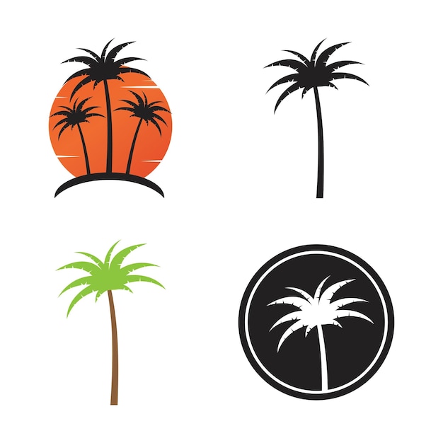 Kokospalm strandresort en zomer vector illustratie sjabloonontwerp