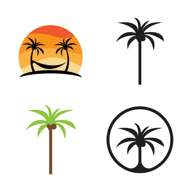 Kokospalm strandresort en zomer vector illustratie sjabloonontwerp
