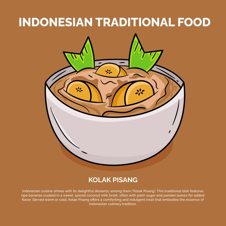Vector kolak pisang 인도네시아 간식 만화 컬러 터 일러스트레이션