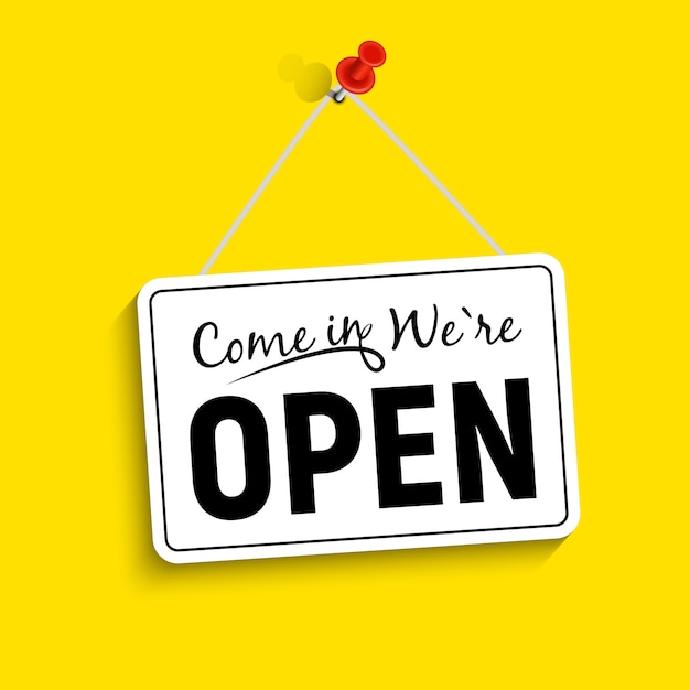 Kom binnen, we zijn open tekenillustratie