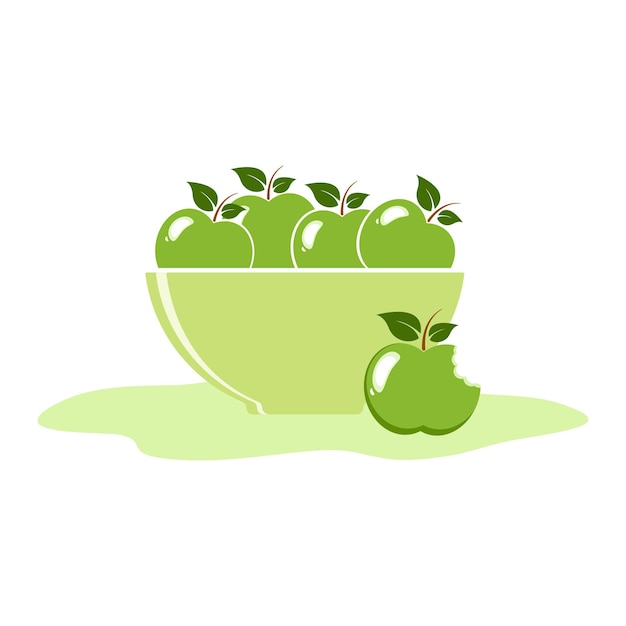 Kom met verse groene appels vectorillustratie