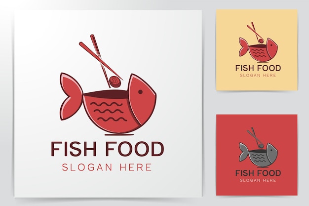 Kom vis, sushi restaurant logo ontwerp inspiratie geïsoleerd op een witte achtergrond