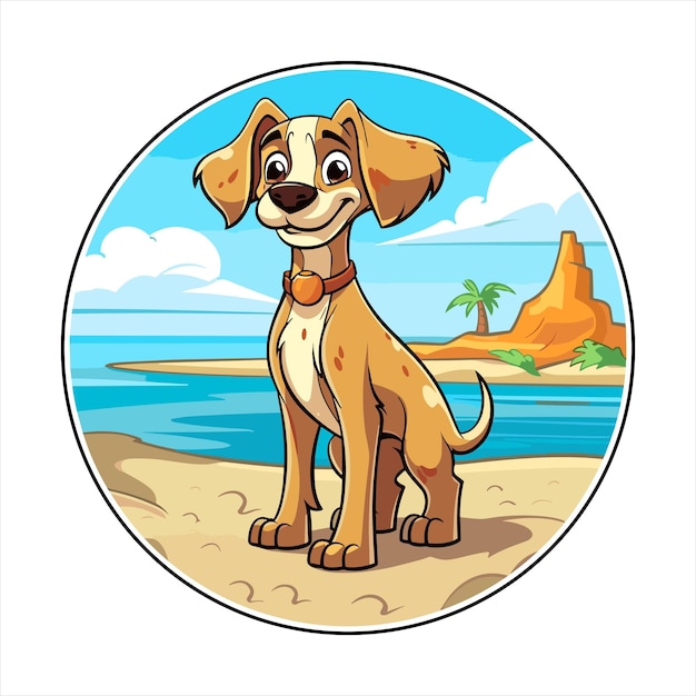 Razza di cane kombai cartoon carino kawaii personaggio spiaggia animal d'estate animale domestico isolato adesivo illustrazione