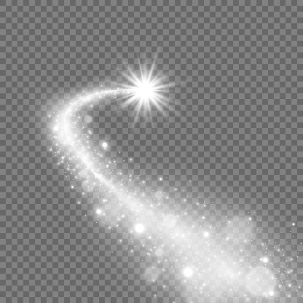 Komeet op een transparante achtergrond. heldere ster.