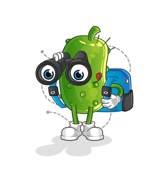 Komkommer met verrekijker karakter cartoon mascotte vector