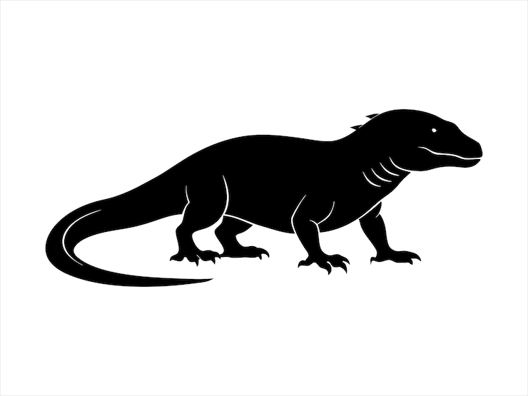 Vector komodo dragon animal wildlife silhouette vector design on white background