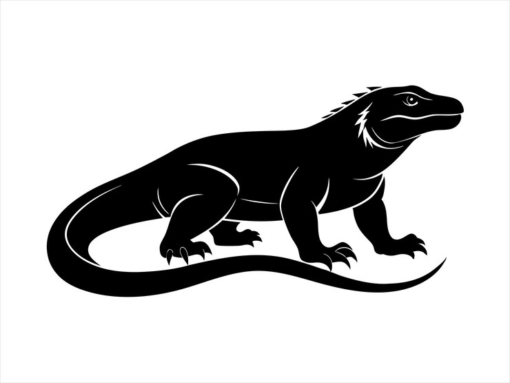 Vector komodo dragon animal wildlife silhouette vector design on white background