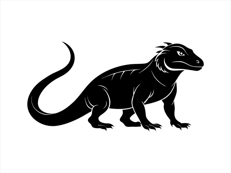 Vector komodo dragon animal wildlife silhouette vector design on white background