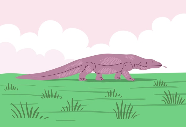 自然の背景にあるコモドドラゴン