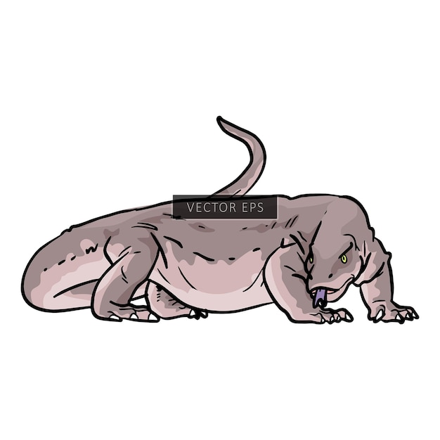 Vector komodo dragon monitor lizard wild animal vector illustration