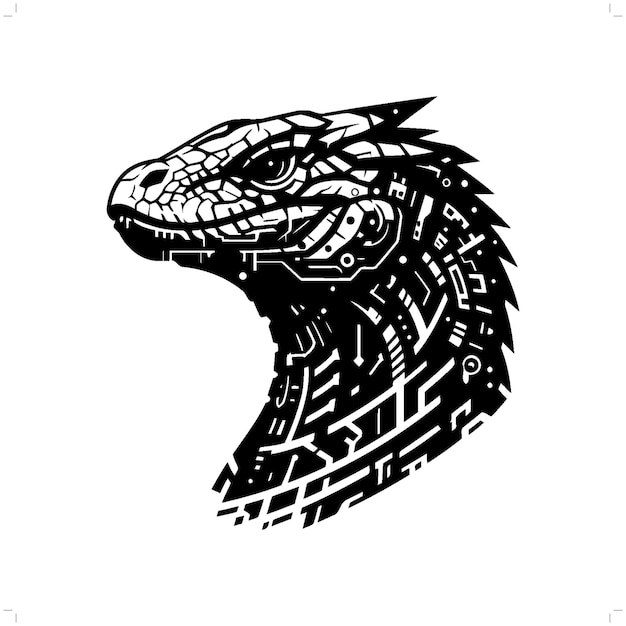 Vector komodo dragon silhouette in animal cyberpunk modern futuristic illustration