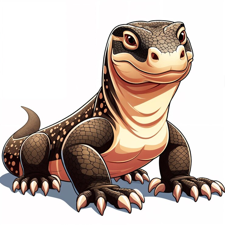 Vector komodo dragon vector cartoon illustration white background