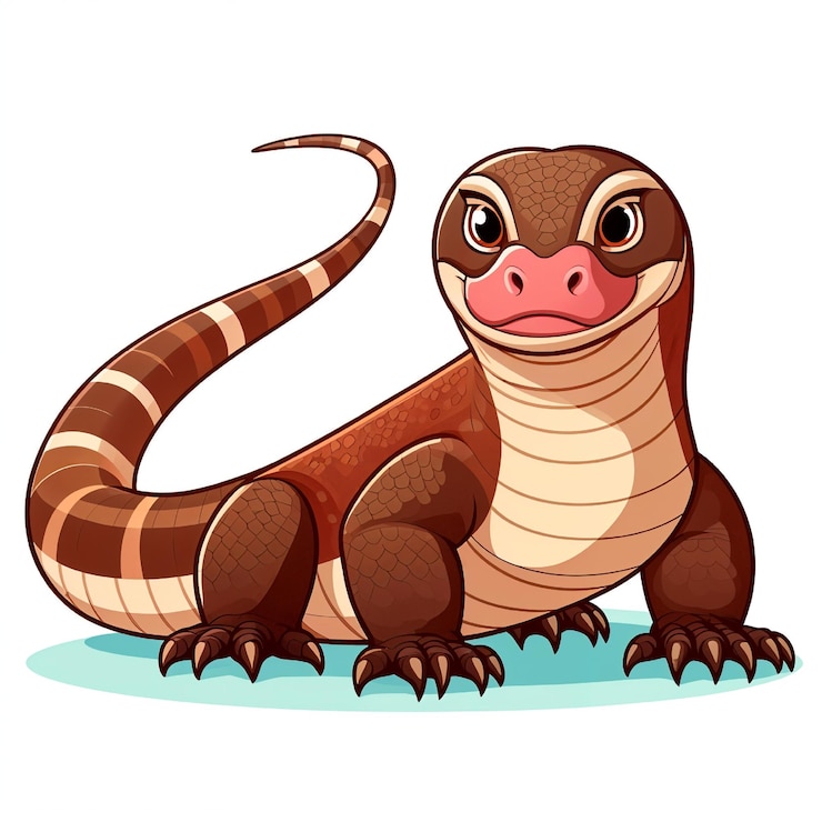 Vector komodo dragon vector cartoon illustration white background