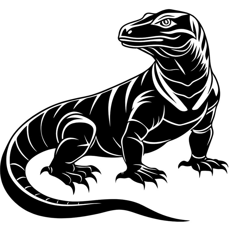Vector komodo dragon white background