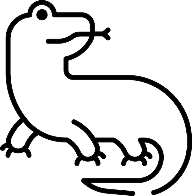 Vector komodo glyph and line vector illustration