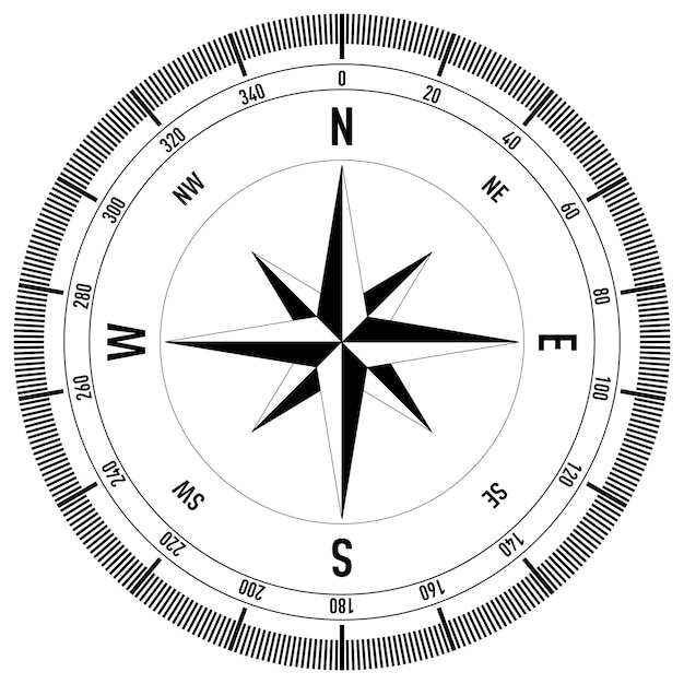Kompas op witte achtergrond. vector illustratie