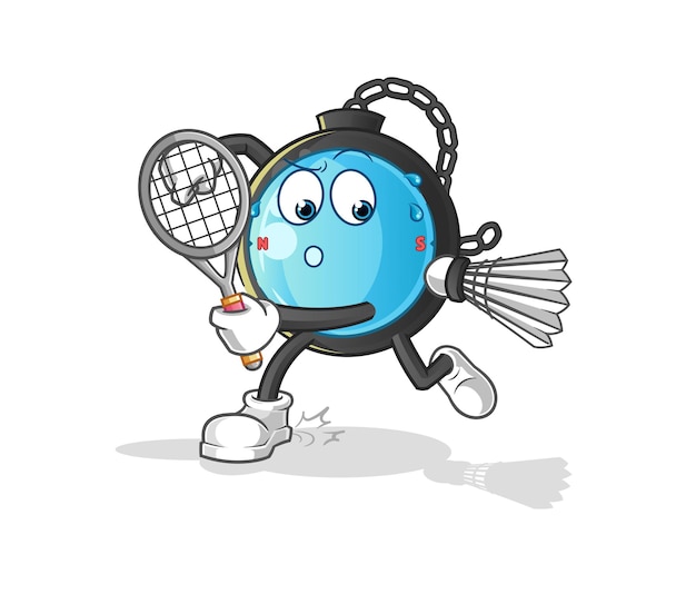 Kompas spelen badminton illustratie. karakter vector