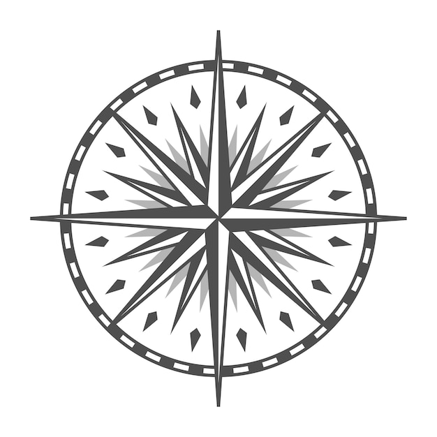Kompas ster symbool. Vintage wereldoriëntatie teken geïsoleerd op een witte achtergrond