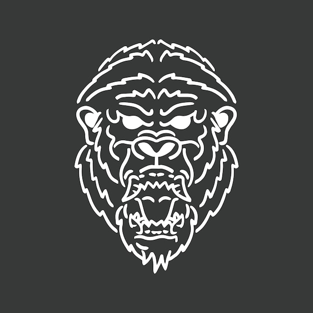 Kong Head outline vector logo illustration