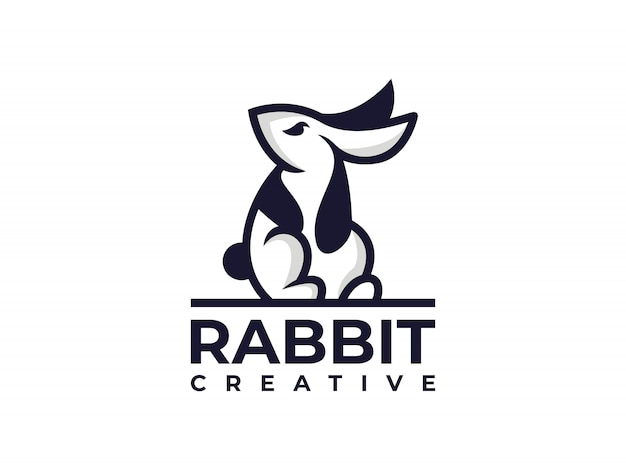 Konijn bunny creative logo ontwerpsjabloon