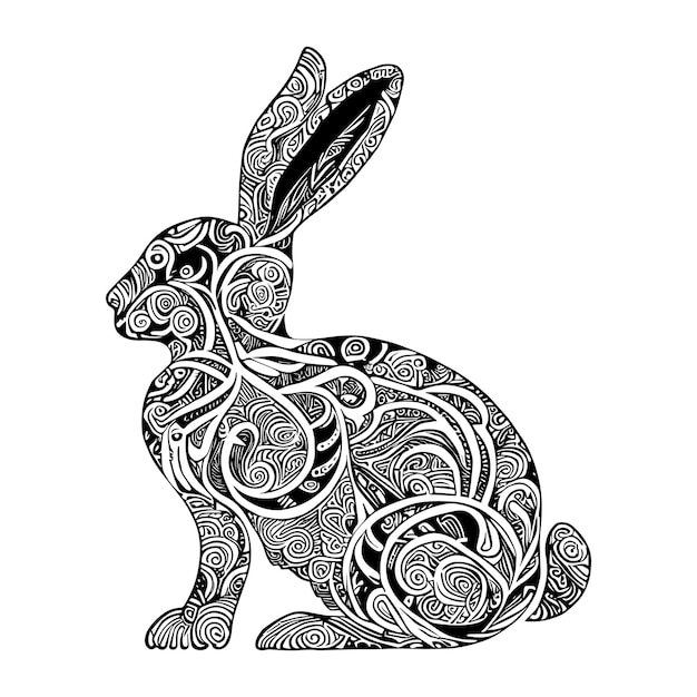 Vector konijn dierlijke ornamenten vector illustratie hand getrokken