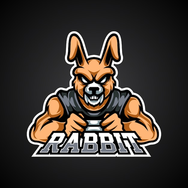 Konijn gamer e sport mascotte-logo