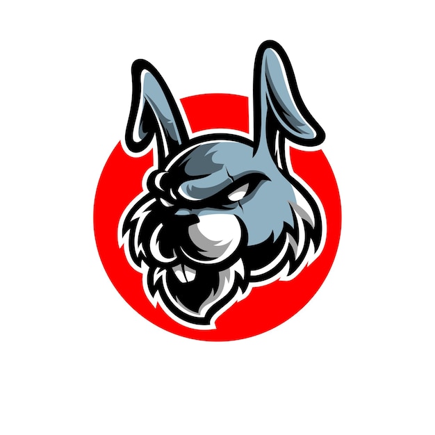 Konijn hoofd e sport mascotte logo