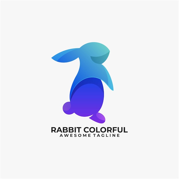 Vector konijn kleurrijke logo ontwerpsjabloon moderne kleur