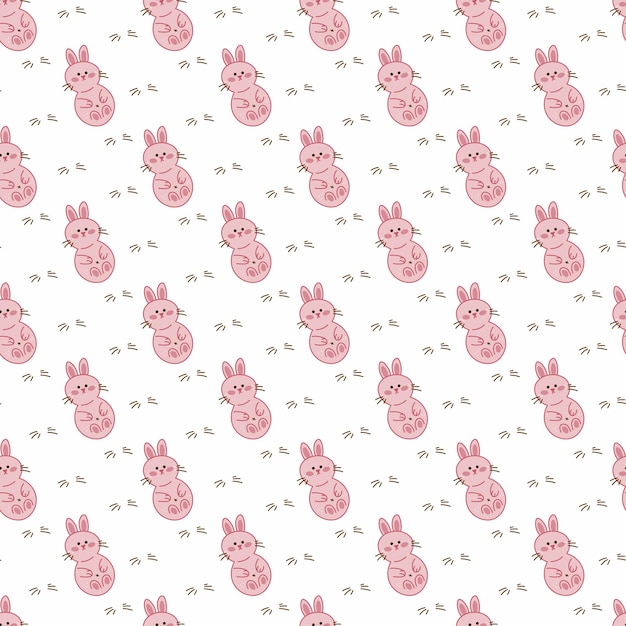 Konijn pattern3 Naadloze patroon met schattige konijnen Doodle cartoon kleur vectorillustratie
