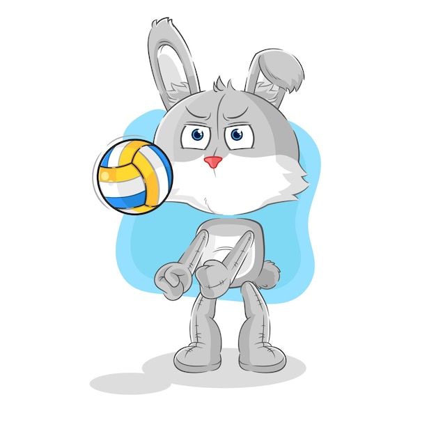 Konijn spelen volleybal mascotte cartoon vector