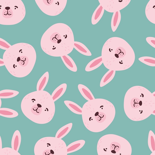 Konijnen hazen bunnyes naadloze patroon leuke karakters baby cartoon vector in eenvoudige handgetekende