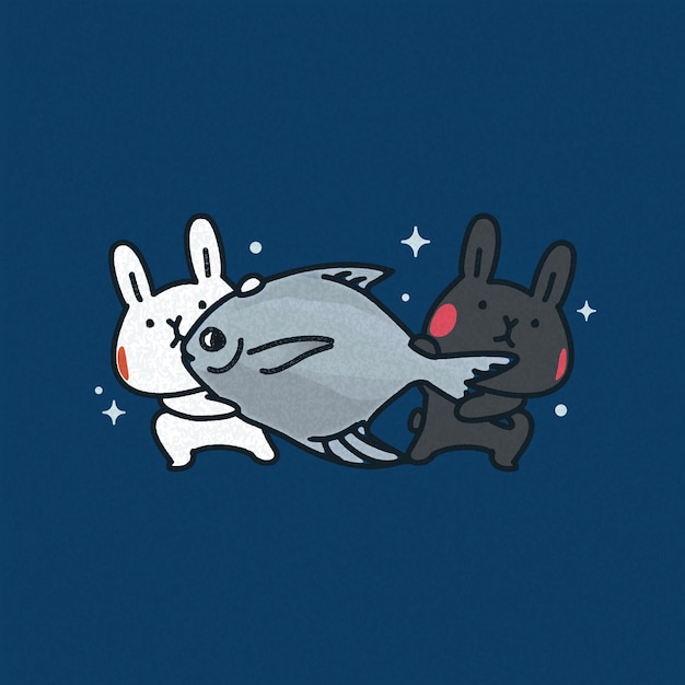 Vector konijnen met vis