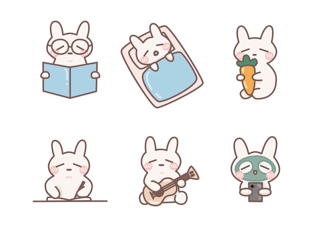 Vector konijnendagboek sticker activiteit