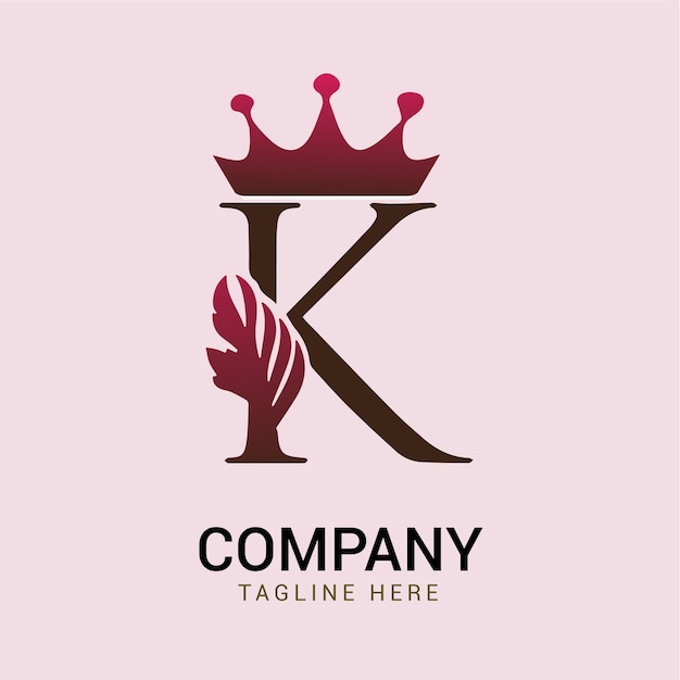 koning en K lettertype logo-ontwerp met gradiëntkleuren.
