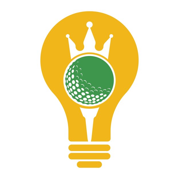 Vector koning golf lamp vorm concept vector logo ontwerp golfbal met kroon vector pictogram