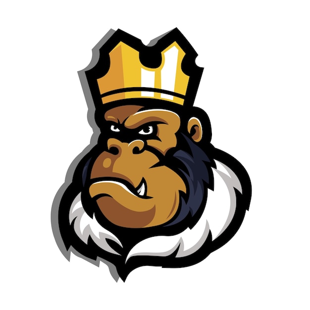 Koning gorilla mascotte logo ontwerp illustratie vector