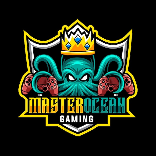 Koning octopus gaming, mascotte logo