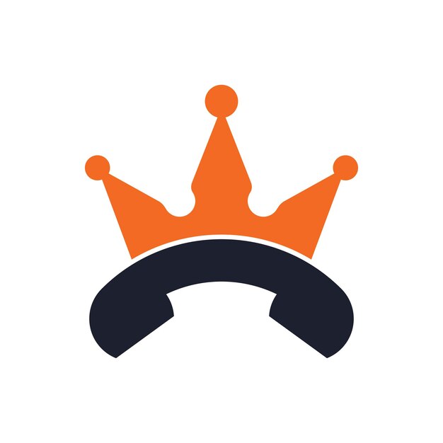 Koning oproep vector logo ontwerp. Handset en kroon pictogram ontwerp.