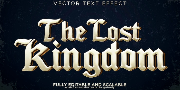 Vector koning teksteffect bewerkbare ridder en legende tekststijl