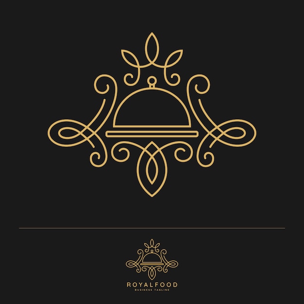 Koninklijk eten. luxe restaurant logo sjabloon