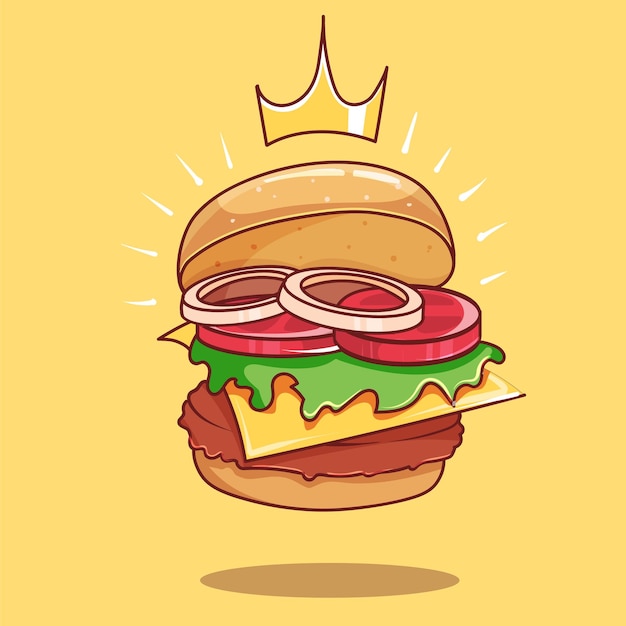 Koninklijke grote open hamburger cartoon vector pictogram illustratie