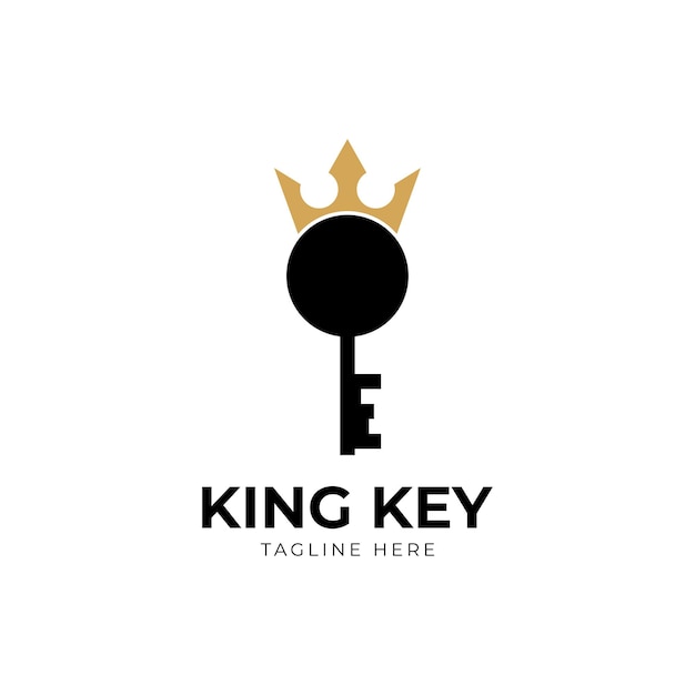 Koninklijke koning sleutel kroon logo ontwerp vector
