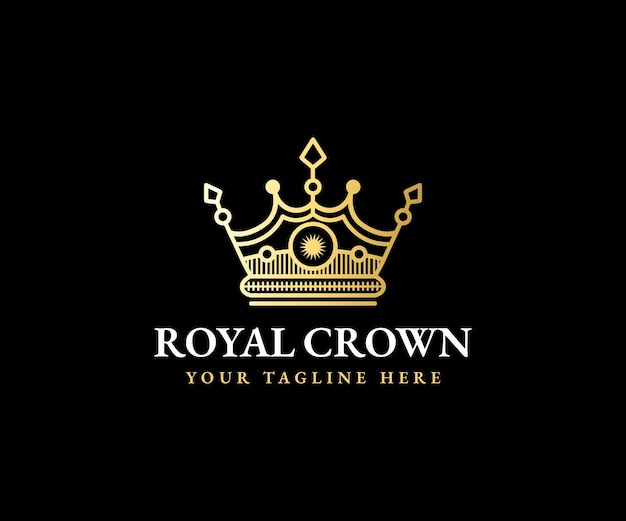 Koninklijke kroon koning koningin logo sjabloon majestueuze kroon en luxe tiara silhouet voor VIP-merken